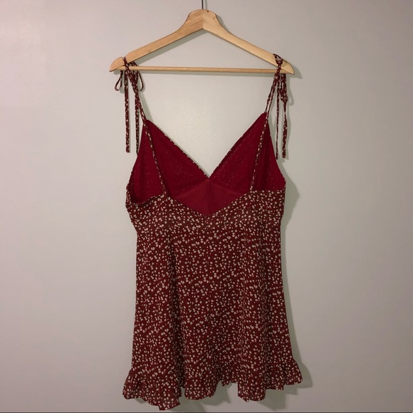 SHEIN Tie Shoulder Ruffle Hem Floral Print Dress - Picture 4 of 5